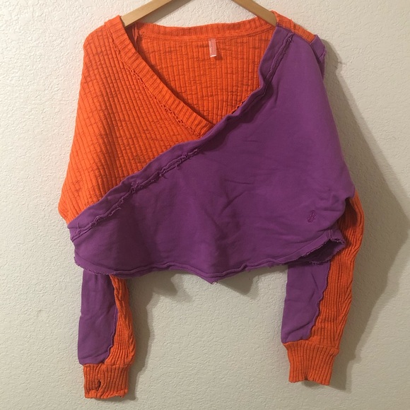 FP Movement Free People 2 Pieced Wrap Sweater in Purple & Orange - Size Medium - Picture 1 of 8